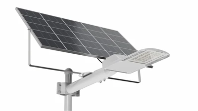 Luzes solares brilhantes iluminam as estradas da vila